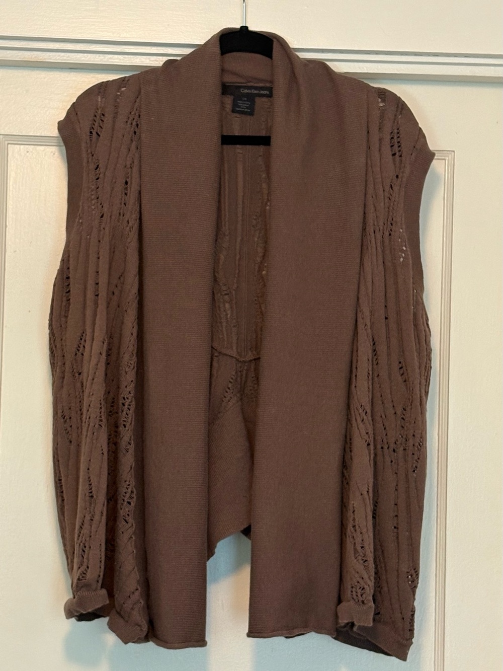Calvin Klein Mauve-Brown Open-Front Knit Cardigan